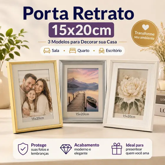 Porta Retrato Moldura para Foto Porta Retrato 15x20 Moldura 15x20 Porta Retrato Decorativo para Sala Quarto