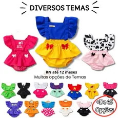 Jardineira Romper Body Tematico Mesversario Bebe Menina Festa Junina Ensaio Fantasia Diversos Temas 1 a 12 mes Sao João