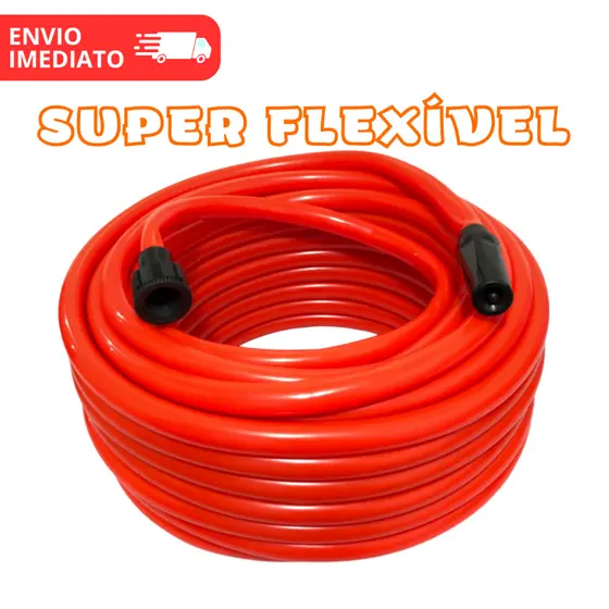 Mangueira de Jardim 7/16 Super Flexível Com Esguicho e Durável Mangueira Reforçada Laranja