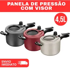 Panela de Pressão 4,5L Com Visor Superior Grande Antiaderente MTA Grafite/Cereja/Baunilha