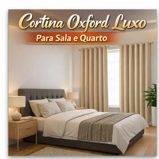Cortina Oxford Lisa Janela Sala Quarto Tecido Grosso Ilhós Varão Diversas Cores