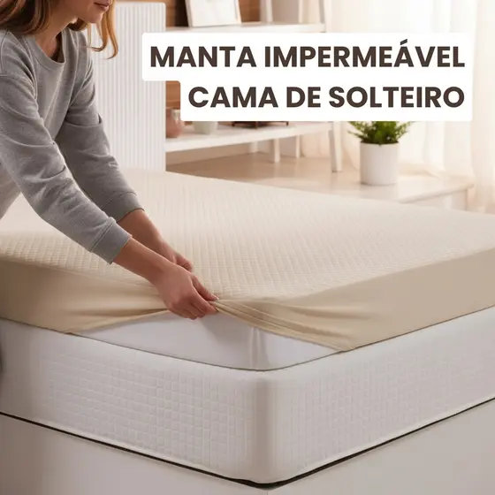 Protetor de Colchão Impermeável Solteiro 0,90x1,88x25cm Capa Protetora com Forro Impermeável e Enchimento 100% Poliéster