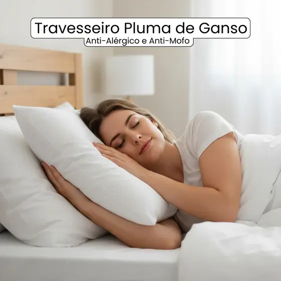 Travesseiro 50x70 Pluma de Ganso Sintética Micropercal 400 Fios Anti-Alérgico Macio