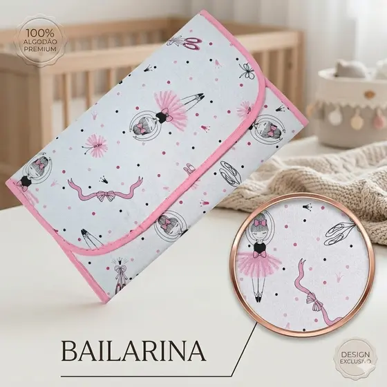 Trocador de Fraldas Portátil Impermeável Varias Estampas Menina Menino