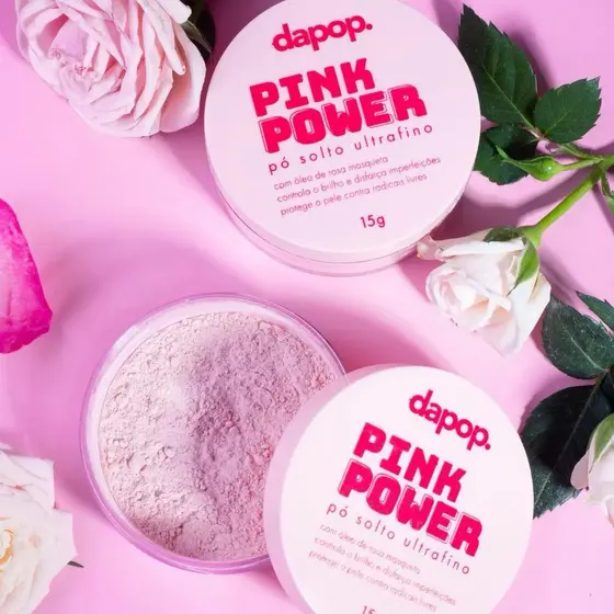 Pó Solto Ultrafino Dapop Pink Power – Fixação, Toque Suave e Acabamento Perfeito