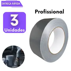 3 Fita Silver Tape Prata Adesiva Forte Resistente Multiuso Reforçado Prova Dagua Conserto Cinza Reparo Fitas Gruda