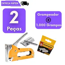 1 Grampeador Manual Profissional + 1000 Grampos Para Madeira Estofados Tapeçaria Ferramentas Tecido Madeira Artesanato