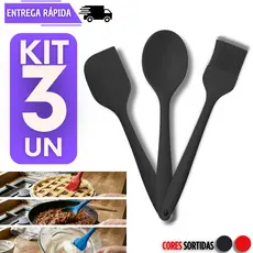 Conjunto 3 Peças De Silicone Espátula Colher E Pincel Resistente Colheres Pincéis Espátulas