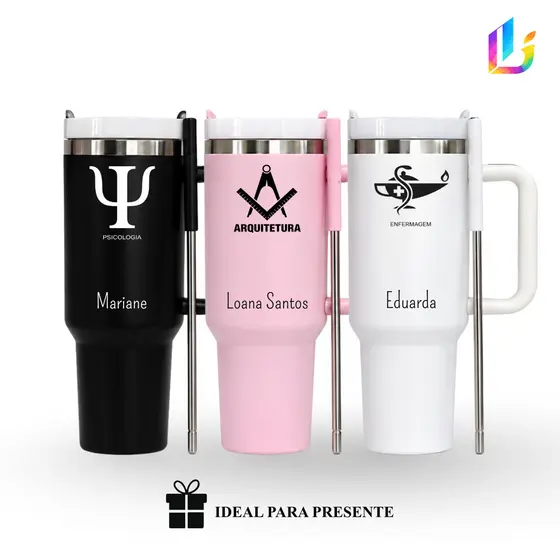 Copo Garrafa Térmico Inox 1.2L Personalizada Profissões/Universitário/Curso - Presente Formatura