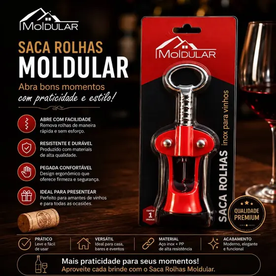 Saca-Rolhas para Vinhos Moldular – Modelo Borboleta com Alavancas.