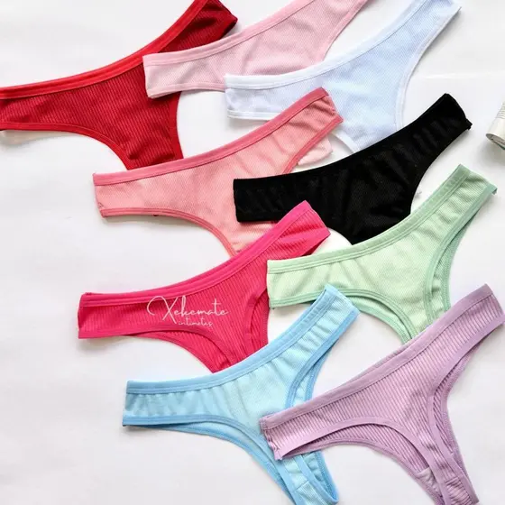 Kit Calcinhas Canelada Fio Dental Empina Bumbum em Suede Forro de Algodão Mulher
