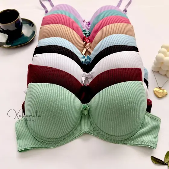 Kit Sutiãs Suede Bojo Canelado Liso Soutien Básico Confortável Moda Feminina Alças Reguláveis Fecho