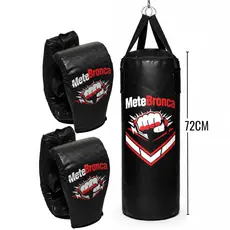 Kit Saco De Pancada 70cm Vazio + 2 Pares Luvas Treino Boxe Mete Bronca