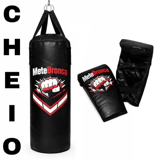 Kit Saco De Pancada 70cm Cheio Profissional + 1 Par De Luvas Treino Boxe Mete Bronca