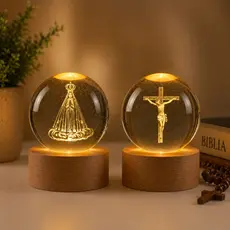 KIT 2 Luminárias de Mesa para Quarto Abajur Cabeceira Decorativo Nossa Senhora Aparecida Jesus 3D
