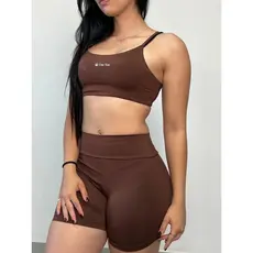 Conjunto Fitness Virginia Top Shorts Meia Coxa Cintura Alta Use Yas