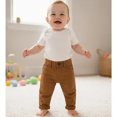 Calça Colorida em Sarja Social Bebê Menino Regulagem no Cós Paparrel