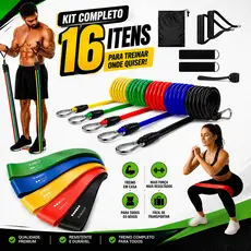Itens Treino Em Casa Completo Elásticos Extensores + Mini Bands Fitness Musculação Exercícios Yoga Fisioterapia