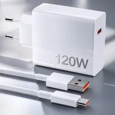 Carregador 120W Rápido 6A | Cabo USB, Cabo Tipo C e Cabo Tipo 1M Compatível com Mi Turbo Charge Turbo Power