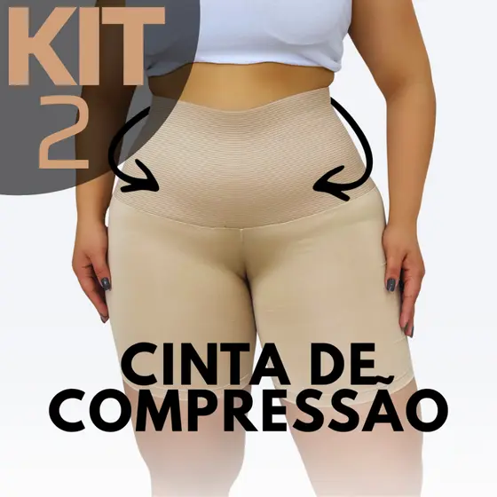 KIT 2 Short Modelador Segunda Pele Plus Size Liso Anágua Feminino Bermudinha Para Vestir Por Baixo Alta Compressão