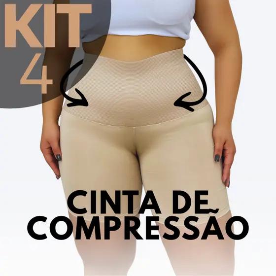 KIT 4 Short Modelador Segunda Pele Plus Size Liso Anágua Feminino Bermudinha Para Vestir Por Baixo Alta Compressão