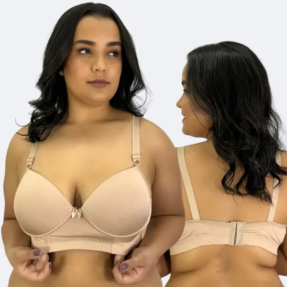 Sutiã Liso De Bojo Plus Size Com Aro Alça Reforçada Com Elástico Sustentação E Conforto Fecho Triplo Forro Algodão