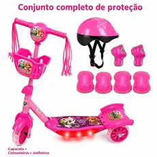 Patinete Infantil Unissex com Luzes Brilhantes e Música, Cesta para Brinquedos +  Oferta Especial