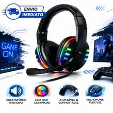 Fone De Ouvido Gamer Headset Com Microfone Led RGB Para Pc Xbox PS4 PS5 Computador Free Fire  CS GO