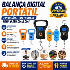 Balança Digital Portátil 50kg Bagagem Pesca Cozinha Gancho De Mão Modelo Sortidos