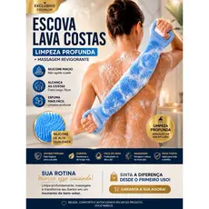 Escova Lava Costas Silicone Antibacteriana Massageadora Banho Spa Limpeza Profunda Corpo