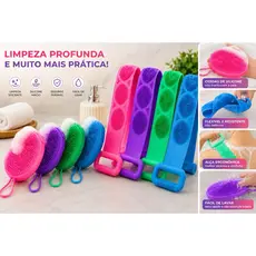 Kit Escova de Banho de Silicone + Faixa Esfoliante Corporal 1 Escova +  Faixa Massageadora