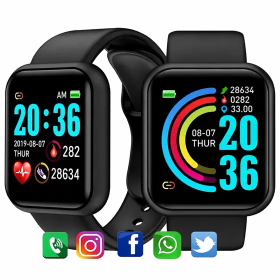 Smartwatch D20 Pro Y68 Relógio Inteligente Bluetooth Resistente Água + Batimentos