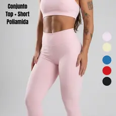Conjunto TOP e Calça LEGGING Poliamida Zero Transparência Feminino Academia Alta Elasticidade