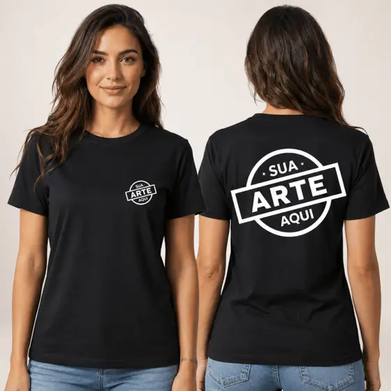 KIT 2 Baby Look Feminina 100% Algodão Personalizada Blusa Sua Logo Para Uniforme Empresa SUA MARCA AQUI