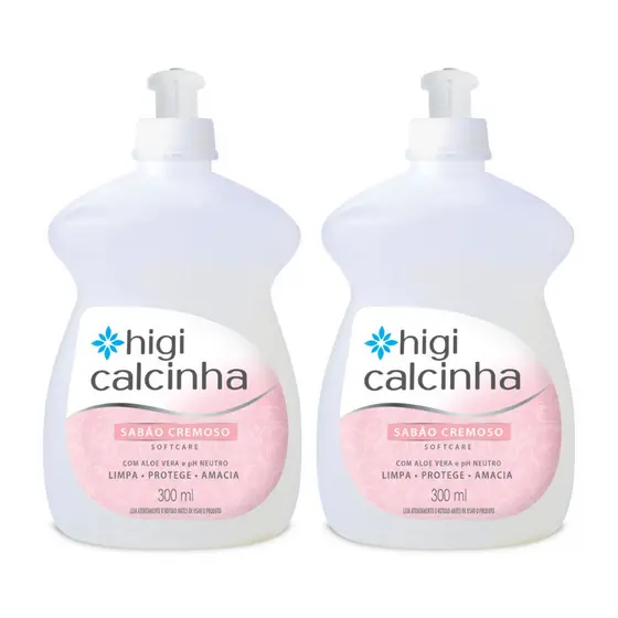 Combo Higi Calcinha Softcare 2 Unidades Sabão Cremoso com PH Neutro, Aloe Vera e Branqueador Óptico