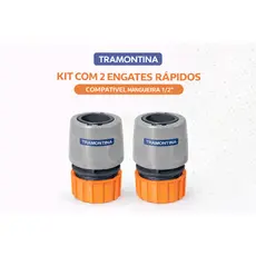Kit 2 Engates Rápido Plastico Resistente Tramontina 1/2 Mangueira Jardim Conector Pino Torneira Bico