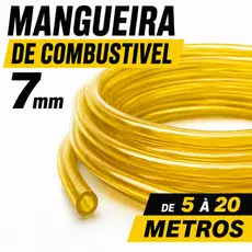 Mangueira Combustível Gasolina 7mm Interno Amarela Carro Moto 5 Metros 10 Metros 15 Metros 20 Metros