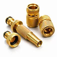 Ajax Kit Irrigação Alumínio Dourado 4 Peças Esguicho Engates Rápidos Conector  Mangueira  1/2"