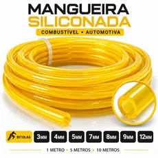 Mangueira Siliconada Flexivel Amarela Transparente Combustivel Gasolina Carro Moto Automotiva