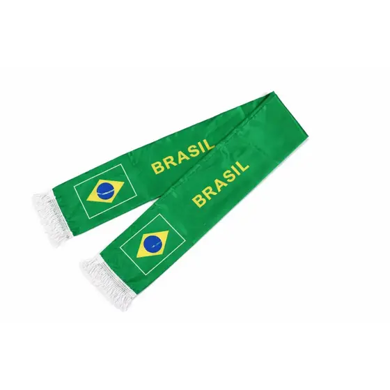 Cachecol Brasil Torcida Verde e Amarelo com Franja Bandeira do Brasil para Jogos e Eventos