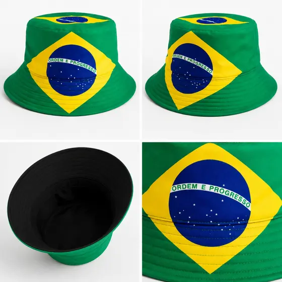 Chapéu Bucket Brasil Bandeira Brasileira Torcedor Copa