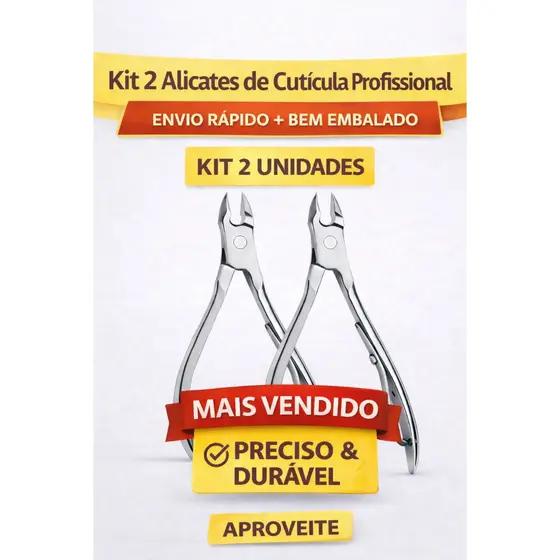 Kit 2 Alicates de Cutícula Profissional Aço Inox Corte Preciso Manicure Durável "ENVIO RÁPIDO + BEM EMBALADO"
