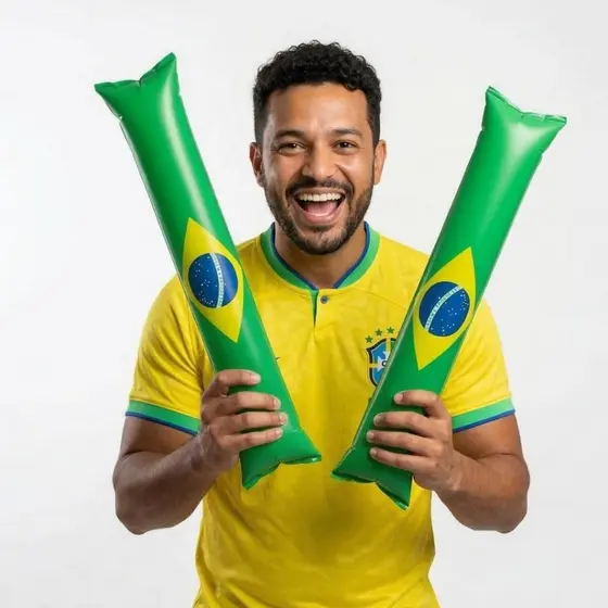 Bastão Inflável Torcida Brasil Bateco Verde e Amarelo Reutilizável para Jogos e Eventos