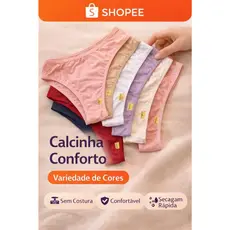 Kit 5 Calcinha Feminina Básica Conforto Sem Marcar na Roupa dia a dia tecido leve Cores Variadas