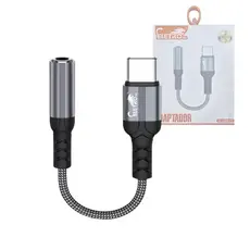 Adaptador USB tipo C para Fone de Ouvido Fêmea P2 de 3,5 mm Cabo Nylon Eletromex EL-3118-TY