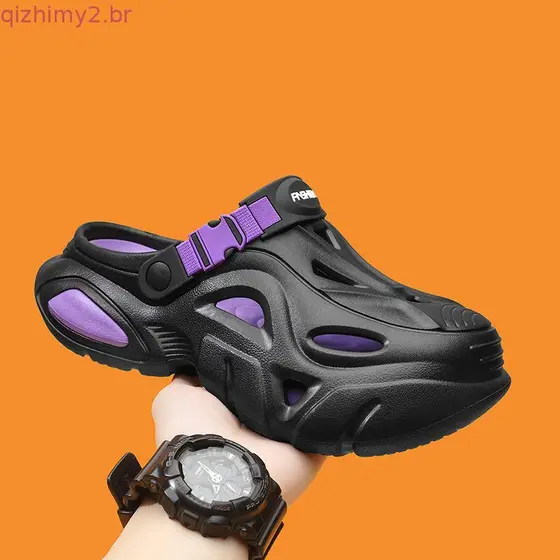 Buraco sapatos masculinos verão exterior usar sola grossa antiderrapante sandálias de condução chinelos masculinos ao ar