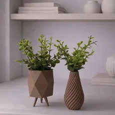 Kit Decorativo Moderno com 2 Peças - Mini Vasos para Plantas e Suculentas Minimalista para Sala e Casa.