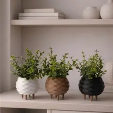 Mini Vaso Cachepô Geométrico com Pés Decorativo para Suculentas e Plantas - Kit com Variações