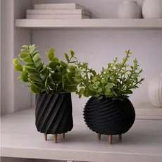 Kit de Vasos Minimalista com Textura Decoração de Sala, Cozinha e Escritório - Delicada para Plantinhas