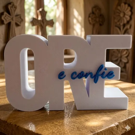 Letreiro Religioso Ore e Confie – Perfeito para Cantinho de Oração | Moderna e Elegante Decoração Clean e Sofisticada